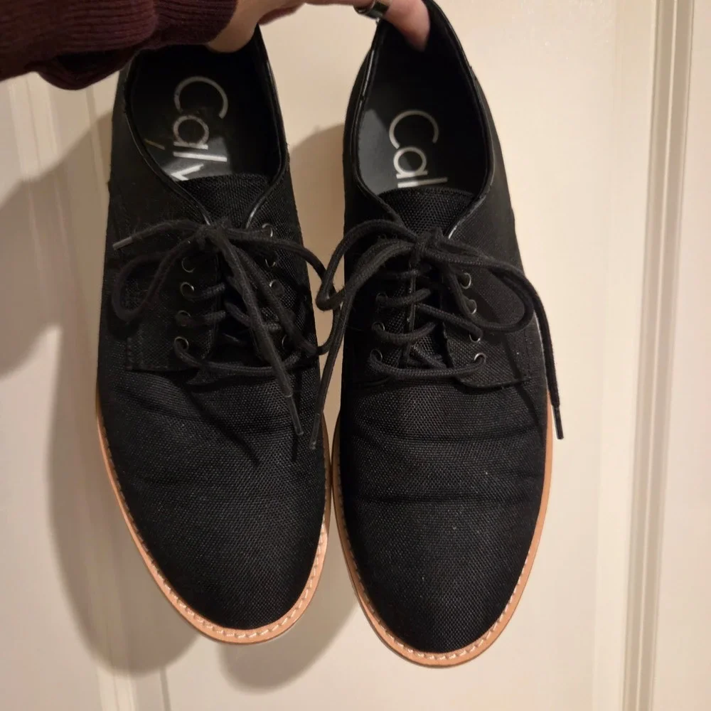 Calvin Klein Armando Black Ballistic Nylon Oxford Dress Shoes Mens 9.5